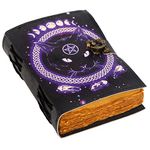 Book of Spells Leather Journal Deckle Edge Paper magic Cat Goddess Printed Celestial Moon Journal witchy wiccan journal spiral Gothic Notebook Grimoire Journal for Men and Women