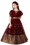 MAVIXA Girls Maxi Dress, Gown Dress (10-11 Years, Maroon)