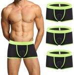 MUEBAIRES Men's Boxer Briefs Pouch Bulge with O-Ring Design See Through Ultra Thin Breathable Boxer Briefs, 3pack:black, L