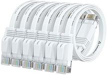 Cat 6 Ethernet Cable 1ft (6 Pack) (at a Cat5e Price but Higher Bandwidth) Flat Internet Network Cable - Cat6 Ethernet Patch Cable Short - White Cat6 Computer Cable with Snagless RJ45 Connectors