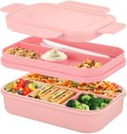 Bento Box Lunch Boxes,2000ml Bento Lunch Box for Adults Kids,Stackable Japanese Lunchbox with 8 Compartments,Leak Proof Meal Prep Container Box with Cutlery Set,Microwave Dishwasher Safe (Pink)