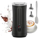 Milk Frother, Ovetedot 4-in-1 Milk Steamer and Frother, 8.1oz Automatic Hot and Cold Foam Maker and Milk Frother Electric, Coffee Frother for Latte, Cappuccino, Macchiato(Onyx Black)