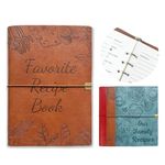 leeveel Blank Recipe Book To Write In Your Own Recipes,5.6 X 8.2 Recipe Ring Binder with PU Leather Cover,Recipe Journal with 160 Recipes (brown)