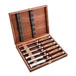 Wood Chisel Tool Sets, 6 Pieces Chrome Vanadium and Hard Ashtree Handle Woodworking Chisel Kit with Premium Wooden Case for Carpentry Craftsman