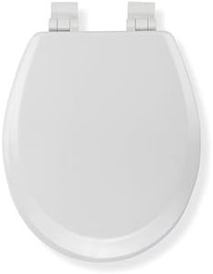 Croydex Carron Wooden Toilet Seat Soft Close, No Movement Grip Pad Technology, Adjustable Hinges, Bottom Fix, Treated Surface, Fit All Standard Toilets, All Fittings Included, White Wood