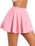 Avidlove Women's Basic Versatile Stretchy Flared Casual Mini Skater Pleated Skirt Short Skirts Pink L