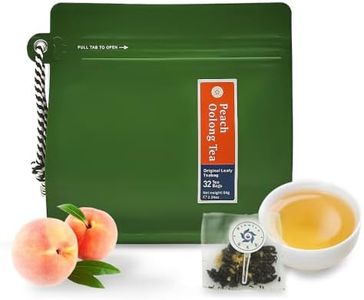 RIANTEA Peach Oolong Tea Bags - 32 Individually Wrapped Teabags (2.25oz/62g) - Low Caffeine, Smooth Flavor - Hot or Iced Tea - Original Leafy Tea