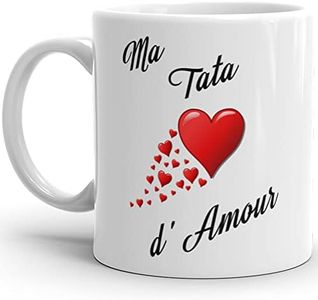 Kalféa Mug tata d'amour je t'aime tasse tante haute Qualité avec coeurs Idée Cadeau Originale Famille tatie anniversaire noel fete réalisé en France