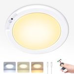 Cadrim Rechargeable Motion Sensor Night Light 7.5-inch 400LM Wireless Remote USB LED Battery Powered, Portable Bath Ceiling Light Basement Bedroom Closet Indoor Outside