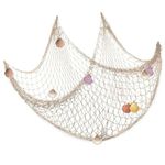Fishing Net Decoration with Sea Shells, 6.56 * 3.28ft Nautical Decorative Fishing Wall Nets Mediterranean Style Fish Net for Party Home