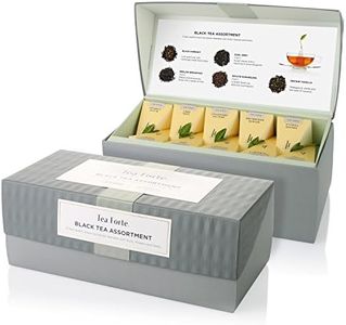 Tea Forte Black Tea Assortment Presentation Box Tea Sampler, Assorted Variety Tea Box, 20 Handcrafted Pyramid Tea Infuser Bags