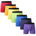 DODOMIAN Mens Boxers Shorts No Ride-up Cotton Trunks Underwear Colourful Soft Pants Underwear Open Fly with Pouch (Rainbow Colors, M)