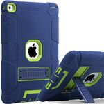 BENTOBEN for iPad Air 2 Case Kids, Three Layer Shockproof Full Body Protection Heavy Duty Hybrid Hard PC Soft TPU Bumper Protective Kickstand Case Cover for iPad Air 2 - Navy Blue/Green