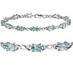 Amanda Rose Collection Women's 7 Ct Sky Blue Topaz Infinity Tennis Bracelet Set In Sterling Silver 7 1/4 Inches