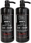 Dead Sea Collection 3 in 1 Body Wash for Men – Sandalwood Cleanser for Body, Hair and Face - Pack of 2 Bottles (33,8 Fl. Oz. Each)