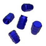 BOROLA Valve Covers Car Dustproof Tire Cap, Hexagon Shape Tire Stem Valve Caps Wheel Aluminum (Set of 5, Blue)