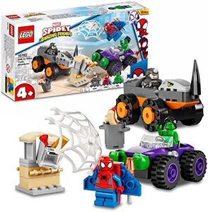 LEGO 10782 Marvel Hulk vs. Rhino Monster Truck Showdown Toy, Christmas Treat, Gifts for Kids, Boys & Girls Age 4 Plus with Spider-Man Minifigure, Spidey And His Amazing Friends Series