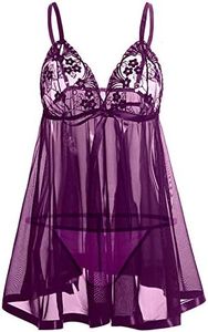 Nuisette Dentelle Femme - Tenu Sexy Coquin Sexy Ouverte Vetements De Nuit Tenue BDSM Bodys Femme avec des Culottes De Lingerie ArgentéEs sous Vetement Sexy Ensemble