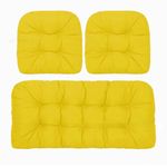 Outdoor Wicker Patio Chairs Cushions, 3 Set of Outdoor Chair Cushions for Patio Furniture, Garden Bench Pad Chair Cushions for Wicker Loveseat,Bench,Porch,Yellow