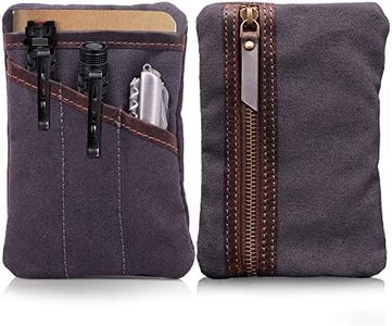 Waxed Canvas EDC Pocket Organizer - Compact EDC Pouch for Men – Multi-Tool Back Pocket Tool Pouch for Phone/Notebook, Pen, & EDC Gear – 7” x 5” EDC Organizer Pouch - Water-Repellant Field Notes Cover