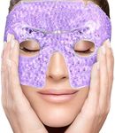 PerfeCore Eye Mask Get Rid of Puffy Eyes Migraine Relief, Sleeping, Travel Therapeutic Hot Cold Compress Pack With Cover Gel Beads, Spa Therapy Wrap for Sinus Pressure Face Puffiness Headaches Purple