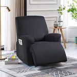 TAOCOCO Recliner Chair Covers Stretch Recliner Covers for Recliner Chair with Arms, Soft Polyester Fabric Reclining Chair Cover 3-Pieces Furniture Protector - Fits Most Recliner Sizes (Black)