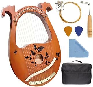 INKNOTE Lyre Harp, 16 Metal Strings Mahogany Lyre Harp with Tuning Wrench, 16 Pcs Spare String Set, Manual, Picks, Black Gig Bag for Instrument Kids Adult Professional Beginner Music Lovers Gift