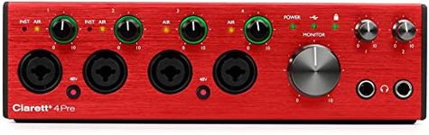 Focusrite Clarett+ 4Pre USB Studio-Grade Audio Interface for Music Makers — Four Low-Noise, Low-Distortion Mic Preamps providing True-To-Life Sound