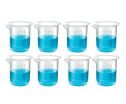 ECNEICS Plastic Beakers Plastic Graduated Cups Clear Multipurpose Measuring Cups Epoxy Mixing Cups, Liquid Container Beakers (Set of 8 - (50 ML))