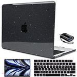 LCMOCICO for 2024 MacBook Air 13.6 Case M3 A3113 2022 2023 A2681 M2 Cover, Shiny Plastic Hard Shell Case with Screen Protector & Keyboard Cover for Mac Air 13.6 2024 M3 Chip Touch ID, Sparkly Black