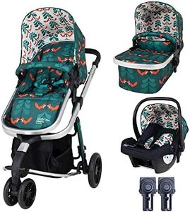 Cosatto Giggle 3 in 1 Travel System, Birth to 18kg, Pram, Pushchair, Carrycot & Hold 0+ Car Seat, Lightweight, Compact & Easy Fold Includes Free Raincover (Fox Friends)