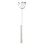 Stainless Steel Kitchen Whisk Semi-Automatic Rotation Handheld Egg Blender Whisk for Milk Frother and Egg Beater Home Kitchen for Beating Stirring Blending Cooking Tool