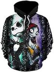 MLSJDGER Unisex Nightmare Before Christmas Jack & Sally Novelty Hoodie 3D Print Sweatshirts Hoodie (Style-1, Large)