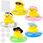 5 Set Rubber Duck Car Duck Decoration Mini Rubber Ducks with Mini Sun Hat Swim Tube Necklace and Sunglasses Cute Duck Car Accessories Dashboard Duck Yellow Dashboard Car Ornament for Car