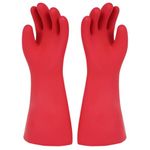 Jupiter Industries Seamless Electrical Insulating Rubber Gloves, 33kV High Voltage Shock Protection Safety Hand Gloves for Electrician, Lineman, Utility & Maintenance Work - Red, Pack of 1 Pair