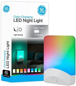 GE Color-Changing LED Night Light, Plug Into Wall, Dusk to Dawn Sensor, Ambient Lighting, for Bedroom, Childrens Room, Nursery, Safety Rated, 1 pack, 34693