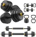 FEIERDUN Adjustable Weight, 88lbs Free Weight Set with 4 Modes, Used as Barbell, Kettlebells, Push up Stand, Fitness Exercises for Home Gym Suitable Men/Women