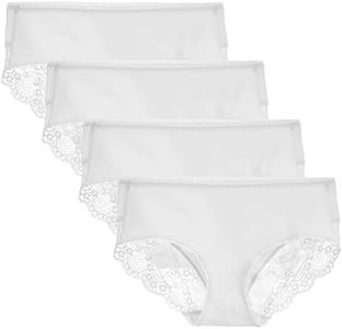 LIQQY Women's 4 Pack Cotton Mid Rise Full Coverage Lace Hipster Brief Panty Underwear
