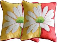 Tache 2 Pc Colorful Floral Spring Decorative Loves Me Not Daisy Tapestry Cushion Throw Pillow Cover