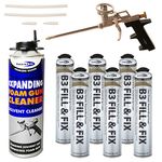 Kit - 6 x 750ml Expanding Foam Cans, 1 x Professional Gun, 1 x 500ml Gun Cleaner PU Grade