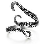 FIBO STEEL Stainless Steel Octopus Shape Rings for Men Women Vintage Rings,Size 7-13, Stainless Steel