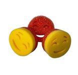 Smilyeez Scrub Moji Scrubbing Sponge (Set of 3) Dual-Sided Scrub Sponges Multipurpose Dish Scrubber Sponge for Kitchen, Cleaning, Dishes Scratch-Free Scrubbing Sponges Stain and Odor-Resistant