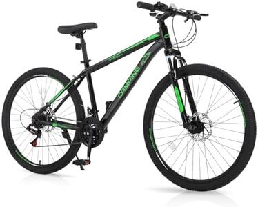 Ktaxon Mountain Bike 27.5 Inch Men & Women Mountain Bike 21-Speed Adult Bikes, Double Disc Brake, Suspension Fork, High Carbon Steel Frame (Green)