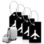 Luggage Tags, 4 Pcs Suitcase Tags, Travel Luggage Labels for Suitcase, Baggage, Travel Bags (Black)