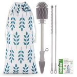 haakaa Silicone Cleaning Brush Kit - SUVA Grey - Bottle Brush for Breast Pumps, Breast Milk Collector, Baby Bottles, Nipples, Breastmilk Storage Bags