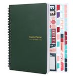 To Do List Notebook, A5 Undated Weekly Planner Notebook 52 Weekly Organiser Planner with Habit Tracker and Stickers for Students, Work, Fitness, Productivity（Dark Green）