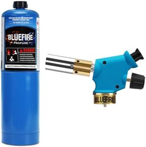 BLUEFIRE Handy Cyclone Torch Kit with Propane Cylinder Push Button Trigger Start Nozzle Head Fuel by Propane MAPP MAP PRO Gas Welding Soldering Brazing Cooking Glass Beads DIY