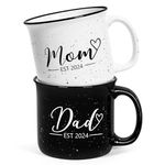 Maustic Mom and Dad Gifts, Mom Dad Est 2024 Coffee Mugs Set, New Parents Gifts for Couples, New Mom Gifts for Women, First Time Mom Dad Gifts, Gifts for Expecting Parents, Mom Dad to be Gift, 15 Oz