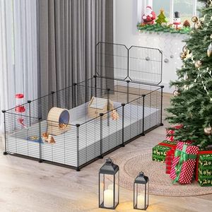 YITAHOME Guinea Pig Cage, Indoor C&C Small Animal Cage with Waterproof Plastic Liner, 4x2 Playpen for Bunny, Chinchilla and Hamster, Habitat Fence with DIY 24PCS Pannels