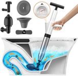 VEUIEIZT Toilet Plunger, Drain Clog Remover, Plungers for Bathroom, High-Pressure Air Drain Blaster with Real-Time Barometer Powerful Heavy Duty Toilet Snake for Sink, Floor, Kitchen Clogged